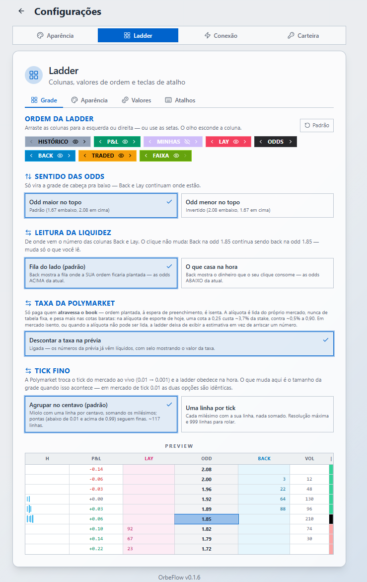 Configurações — Ladder